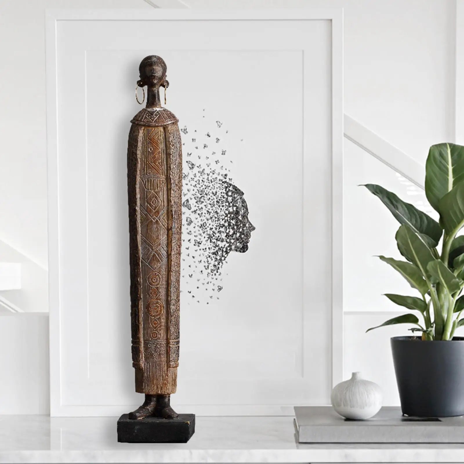 African Statue Sculpture Resin Figurines Women Girl for Home Cabinet Hotel