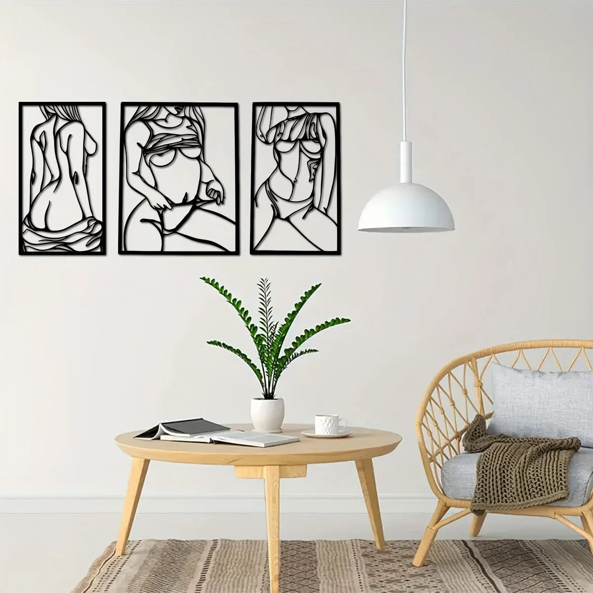 1pc Metal Art Wall Decor, Black Female Body in Frame, Hanging Steel Bathroom Decoration, Iron Set Large Wall Art Sticker