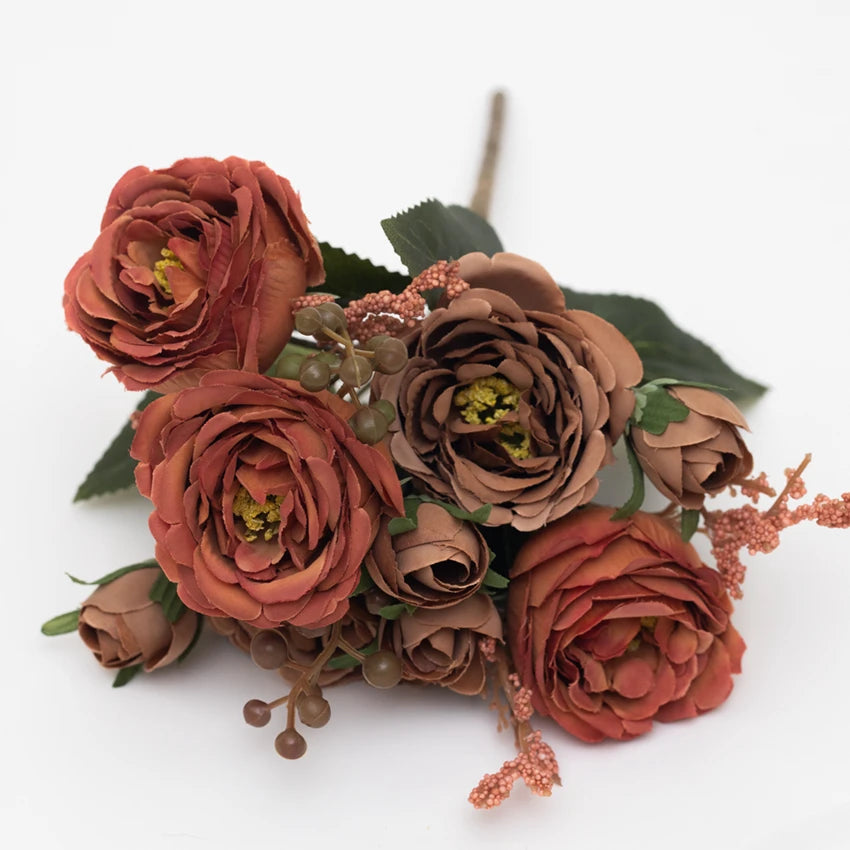 Artificial Flowers Peony Home Wedding Room Autumn Decora Festival Party Garland Outdoor Garden Diy Gifts Furnishing Silk Roses
