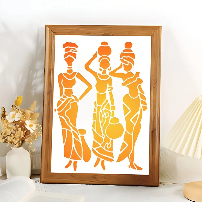 A4 29 *21cm African women DIY Stencils Wall Painting Scrapbook Coloring Embossing Album Decorative Paper Card Template,wall