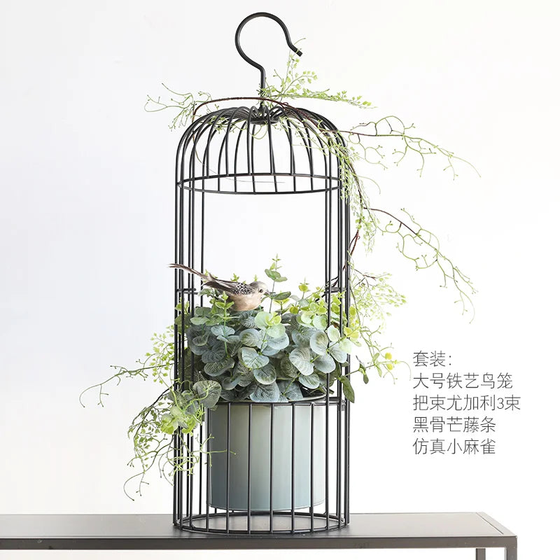 Birdcage wrought iron flower ware, garden art soft decoration home furnishing, ornament simulation flower ware, designer model r