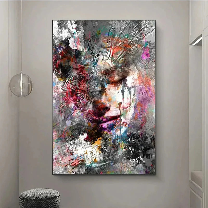 Modern Abstract Woman Face Wall Art Canvas Painting Graffiti Posters and Prints Girl Portrait Street Pop Art Pictures Home Decor