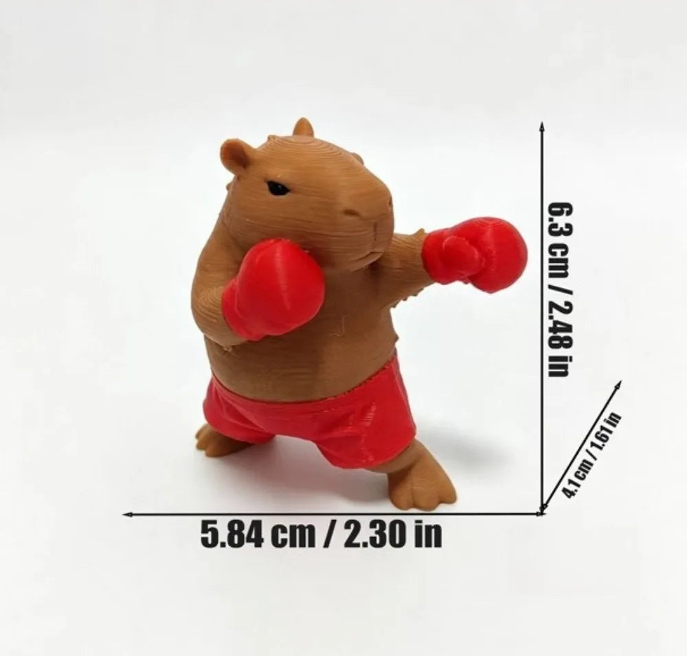 3D Printed Boxing Capybara Figurines Ornament Desktop Shelf Home Decor Funny Animal Craft Collectible Table Display Party Gifts