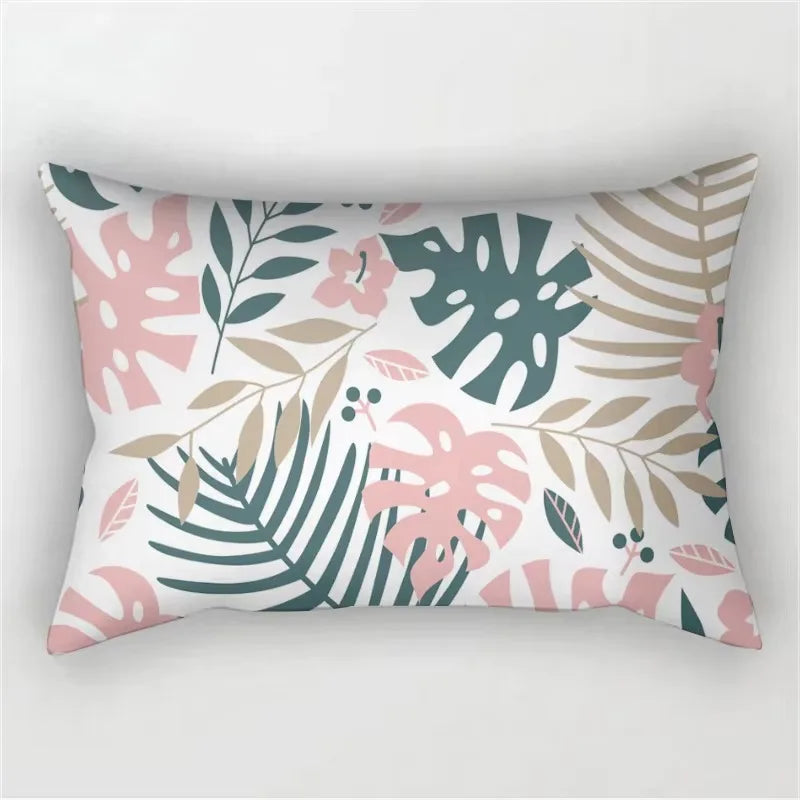 30X50cm Green Tropical Leaf Pattern Printing Decorative Living Room Backrest Home Furnishing Polyester Rectangular Pillowcase