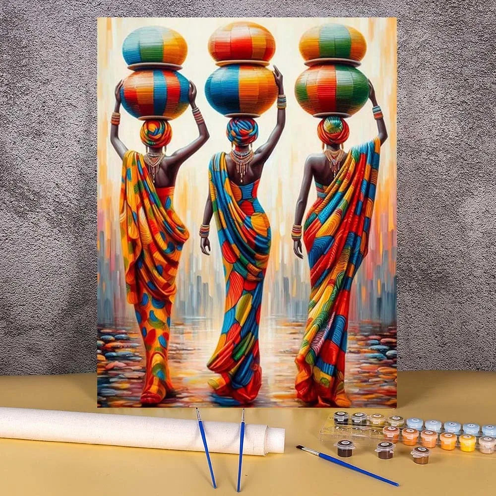 African Woman Paint By Numbers HandPainted Kit On Canvas DIY Oil Painting Set Pictures By Number Home Decoration Wall Art Gift
