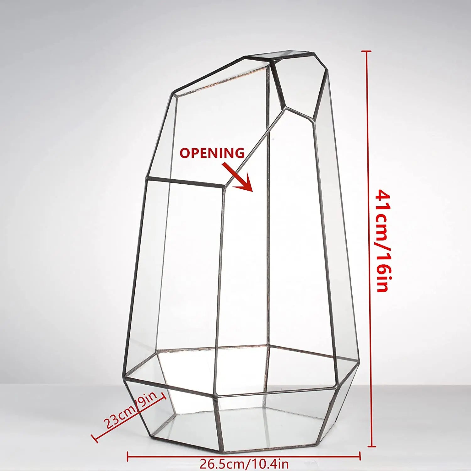 Home Garden Decoration Glass Planter Handmade Irregular Large Flower Pot 16inches Tall Geometric Glass Terrarium or Air Plants