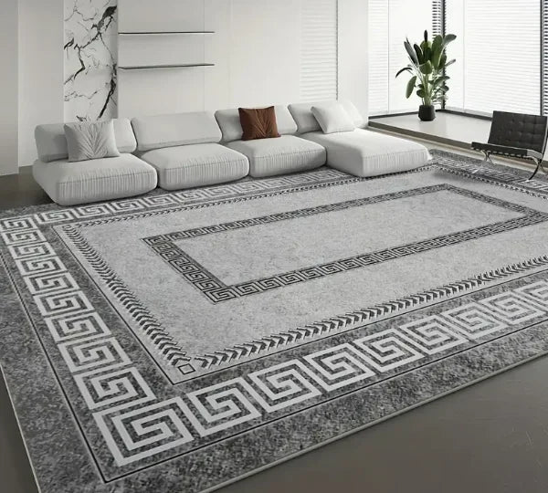 Black Luxury Chenille Mat Bohemian Floral Persian Mat Machine Washable Living Room Bedroom Entryway Black Boho Floor Mats (2)