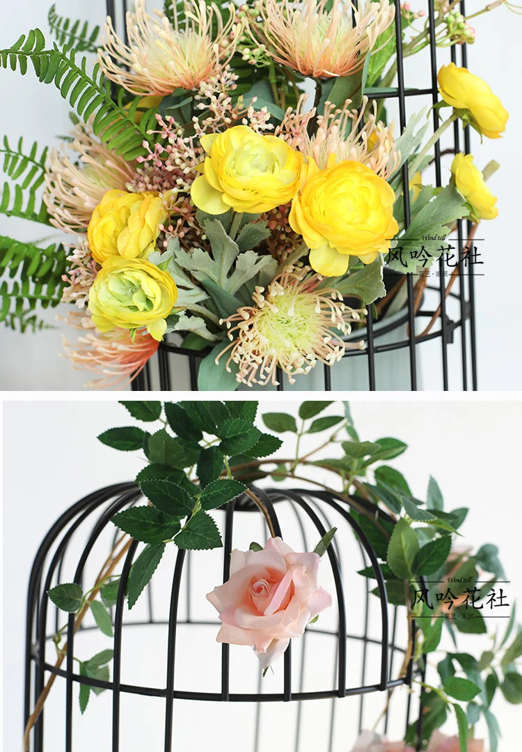 Birdcage wrought iron flower ware, garden art soft decoration home furnishing, ornament simulation flower ware, designer model r