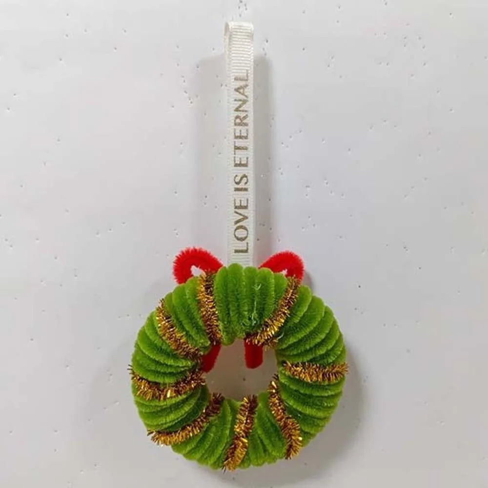 Small Size Christmas Mini Wreath Vibrant Colors Handmade Craft Holiday Hanging Pendant Bow Ribbon Lightweight