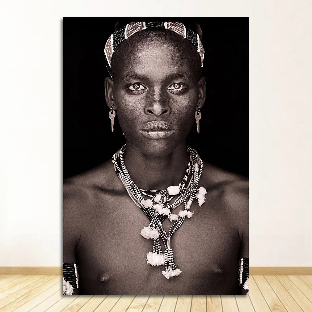 Black and White African Women Man Living Room Canvas Painting Wall Pictures Quadro Cuadros Wall Art Portrait Home Decoration