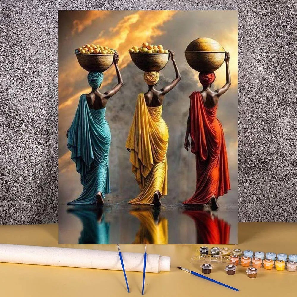 African Woman Paint By Numbers HandPainted Kit On Canvas DIY Oil Painting Set Pictures By Number Home Decoration Wall Art Gift