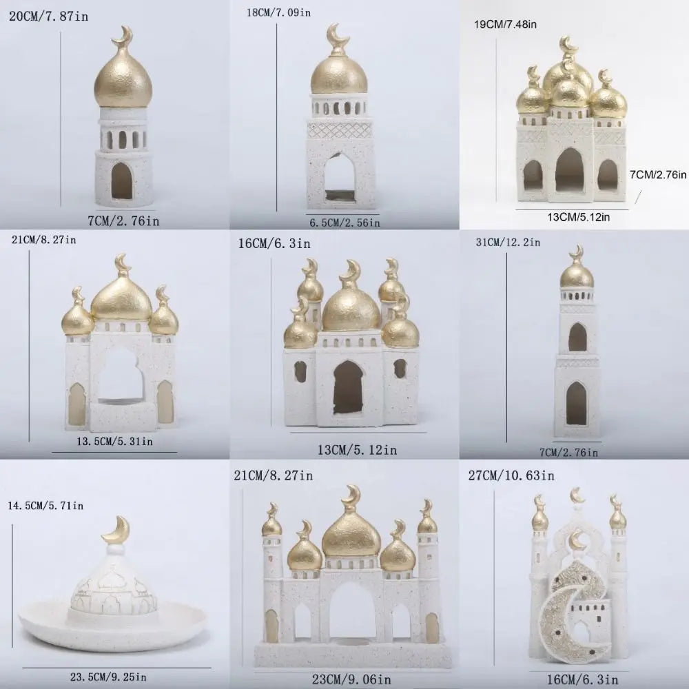 Middle Eastern Style Resin Statue Decor Castle House Kaaba Dome Mosque Islamic Desktop Ornament Islamic Theme Ramadan Muslim