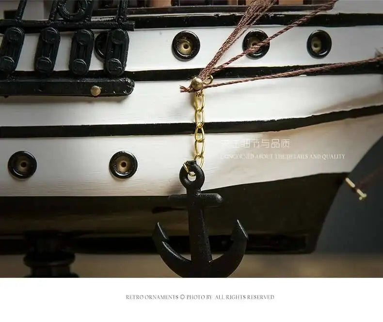 Naotical Lifelike Miniature Wooden Pirate Sail Ship Model Marine Decoration Accessories Modern Arts Office Home Decor Souvenirs