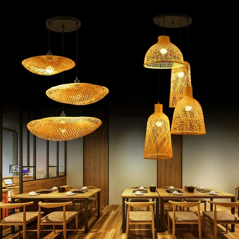 Bamboo Lamp - Natural Wicker Rattan Bamboo Lamp - Furniture Home Furnishing Hotel Garden Crafts