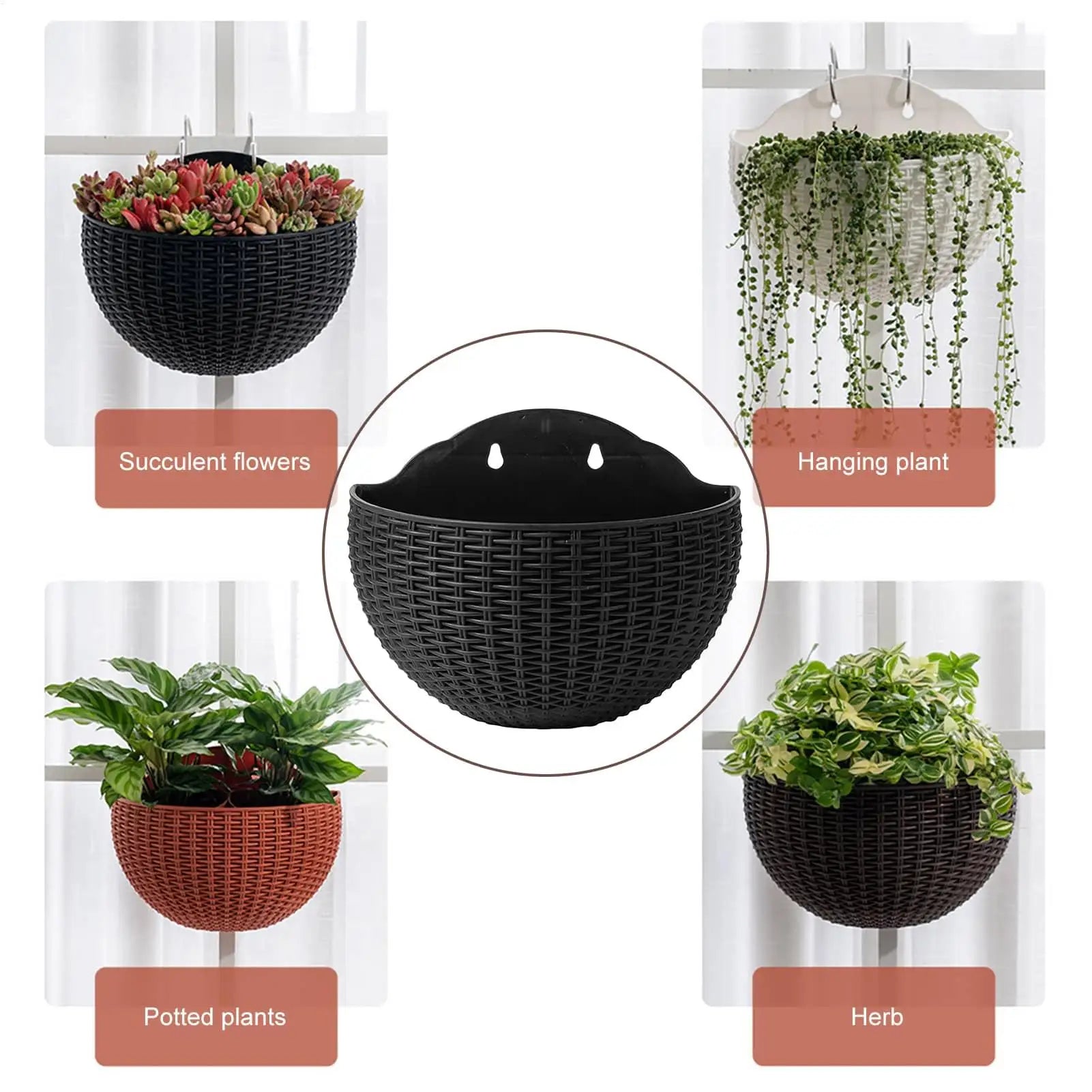 Flower Pot Exquisite Wall-mounted Plastic Wall Hanging Basket Flowerpot for Outdoor Garden Balcony Planter Bucket Home Decor