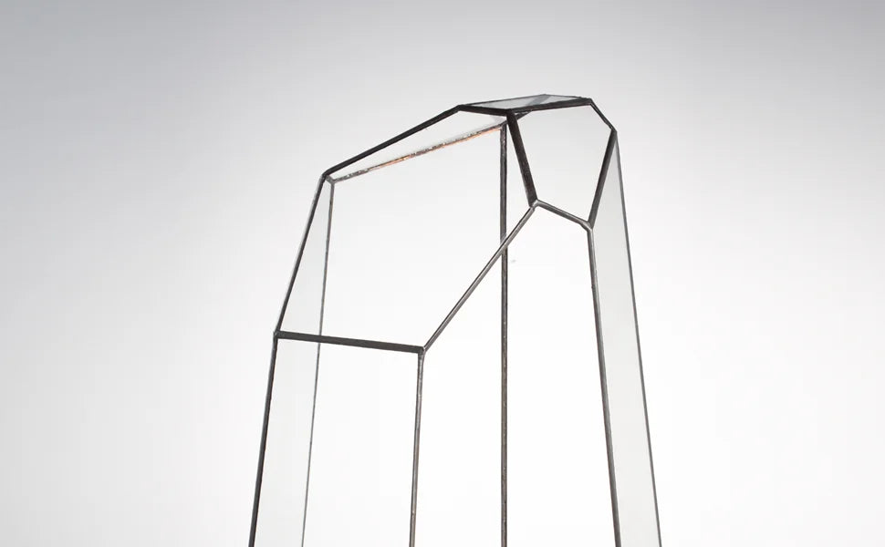 Home Garden Decoration Glass Planter Handmade Irregular Large Flower Pot 16inches Tall Geometric Glass Terrarium or Air Plants