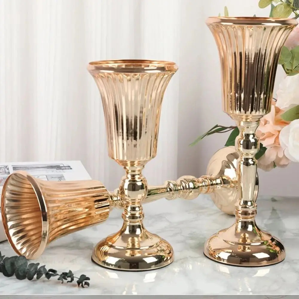 Table Gold Iron Vase Candle Holder Arrangement Wedding Flower Centerpiece Vase Wedding Props Vase Home Decoration Furnishings