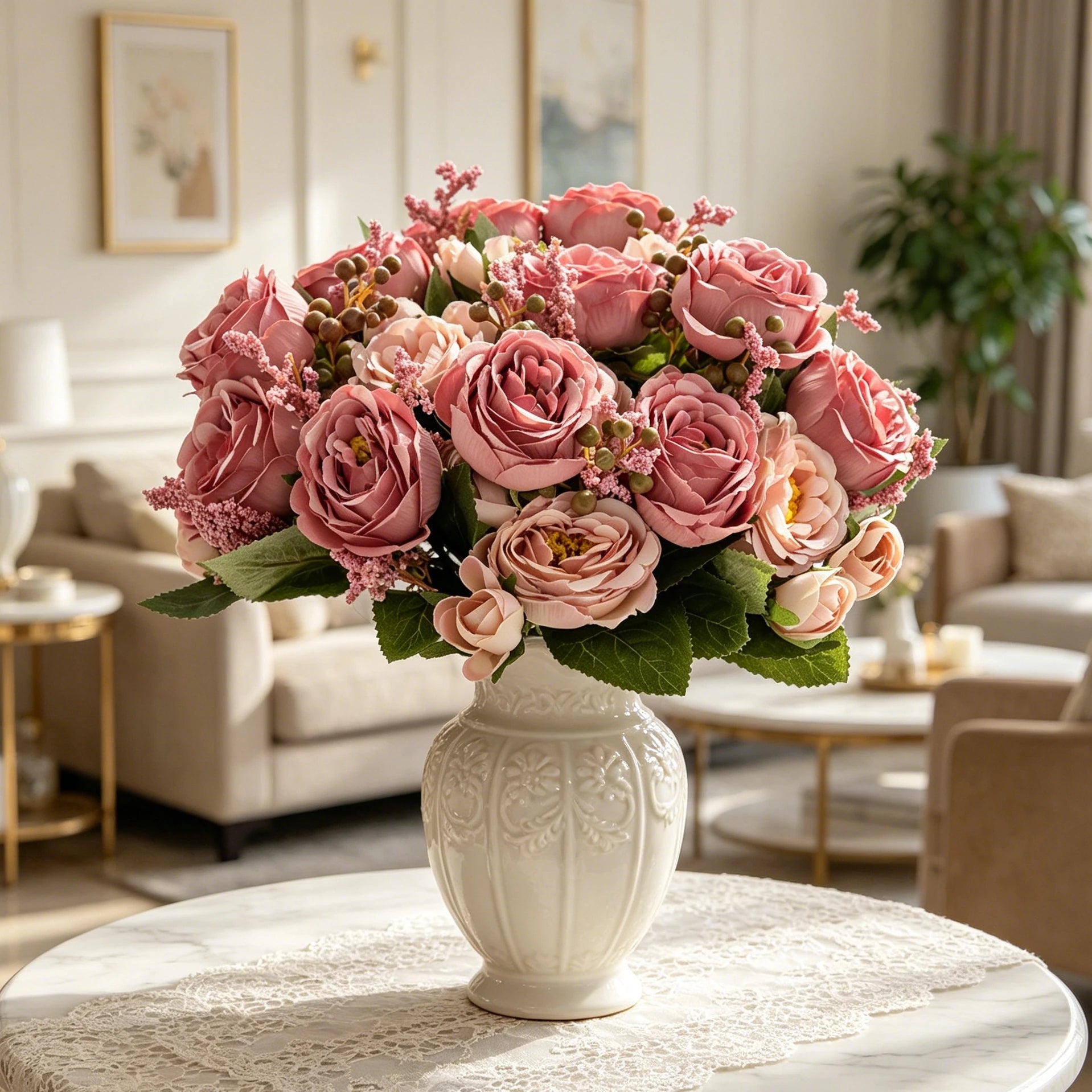 Artificial Flowers Peony Home Wedding Room Autumn Decora Festival Party Garland Outdoor Garden Diy Gifts Furnishing Silk Roses