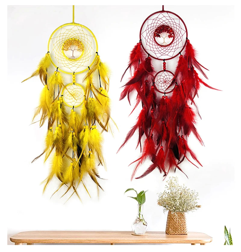 Dream Catcher Living Room Hanging Ornaments Crystal Tree of Life Hand-woven Wind Chimes Birthday Festival Gifts Home Decorations