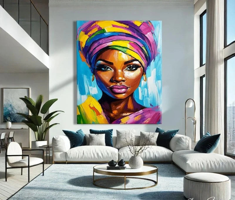 African Women Art Painting Poster Colourful Abstract African American Wall Art African Canvas Paintings Home Bedroom Decor
