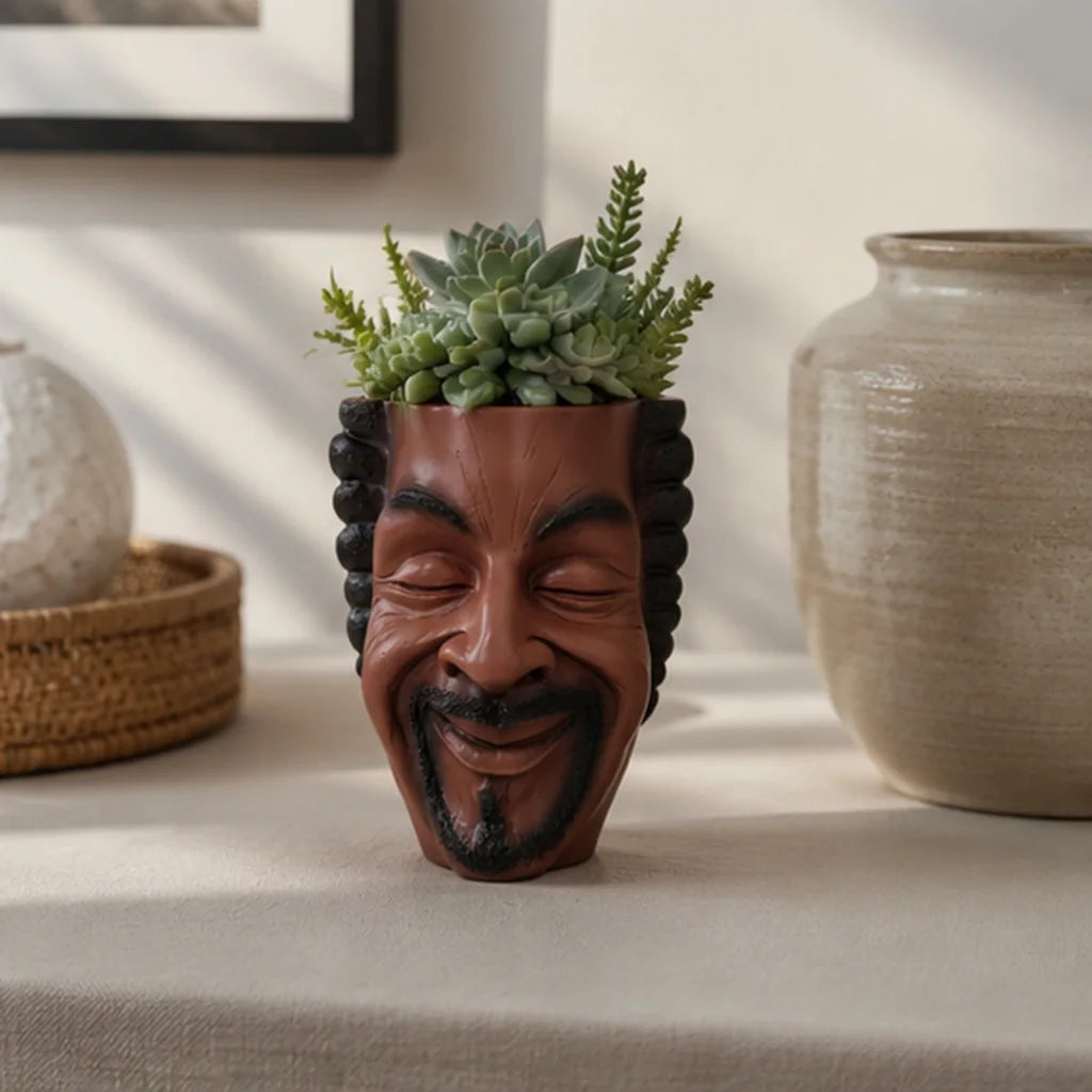 Aesthetic Face Planter Resin Flower Pot Unique Human Face Succulent Pot Modern Artistic Home Decor Garden Desk Decoration Gift
