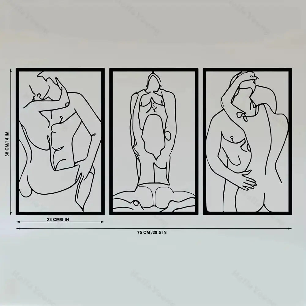 CIFBUY Romantic Couple Metal Wall Art Set Iron Abstract Line Drawing Silhouette Decor Modern Bedroom Home Hanging Ornament