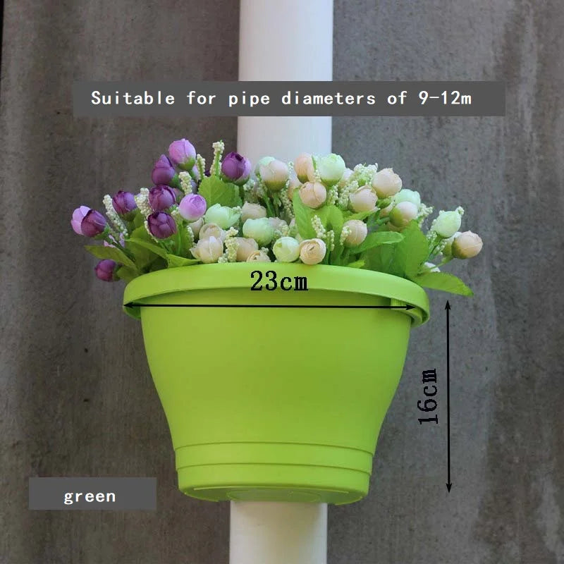 Hanging Flower Pot Creative Basket Storage Gutter Downspout Flowerpot Indoor Useful Railing Hanging Planter Plastic Flower Pot