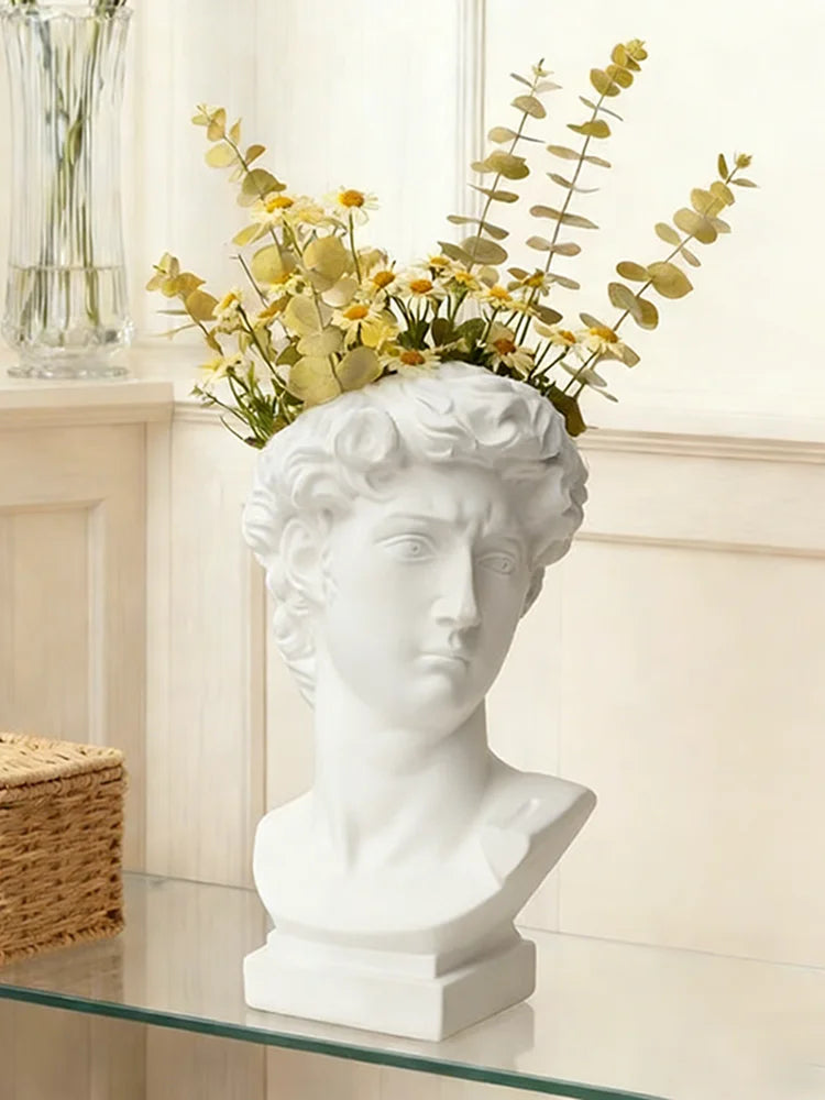 David Art Statue Flowerpot for Inserting Dried Flowers and Simulating Flowers Home Living Room Bedroom Decoration Gift
