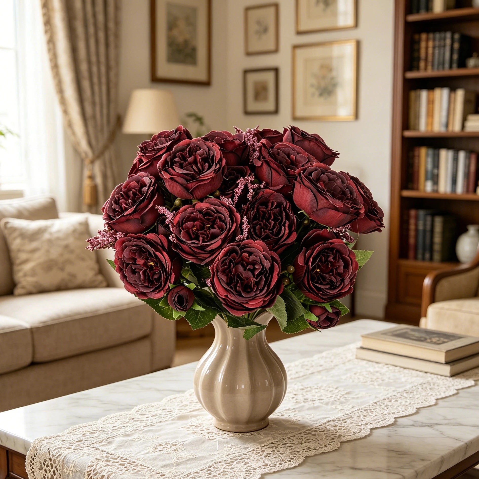 Artificial Flowers Peony Home Wedding Room Autumn Decora Festival Party Garland Outdoor Garden Diy Gifts Furnishing Silk Roses