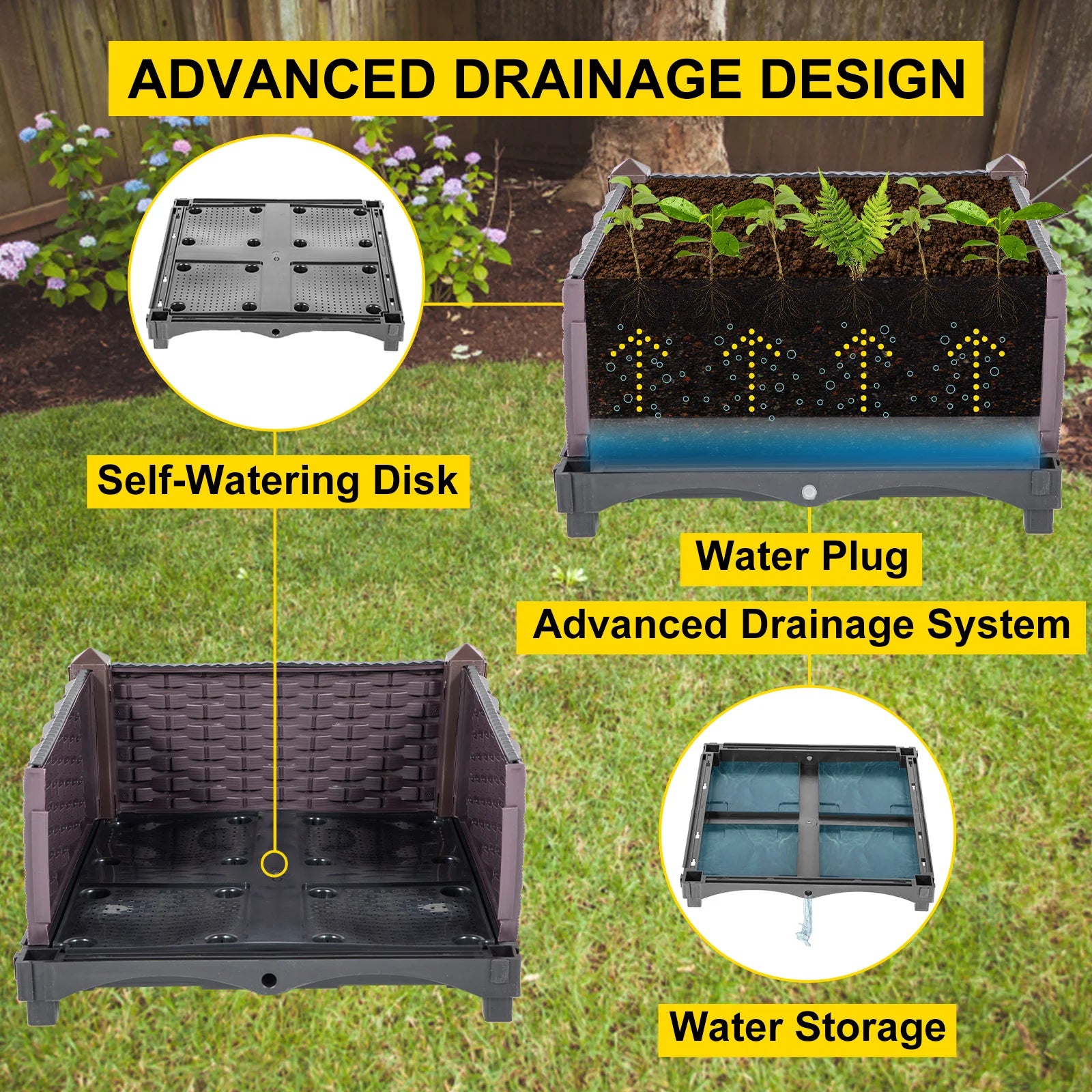 VEVOR Plastic Raised Garden Beds In/Outdoor 20.5