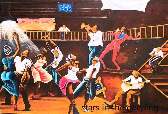 Abstract Ernie Barnes Artworks African Black Women Jazz Music Art Poster Canvas Painting Wall Print Picture for Room Home Decor