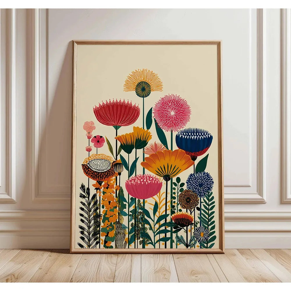 1 Frameless Retro Floral Print,Unique Creative Aesthetic Decor,Spring Decor Painting,Minimalist Wall Art,Living Room Bedroom Art