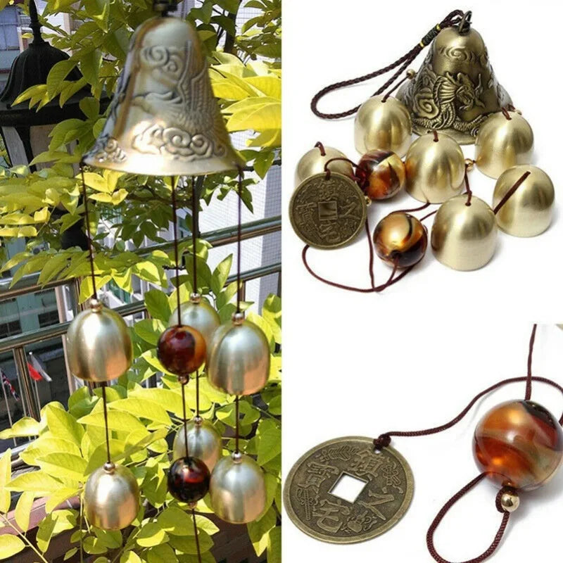Garden Wind Chimes Dragon Bells Lucky Metal Copper Alloy Hanging Wall Mounted Bells Wall Decorations Home Furnishings