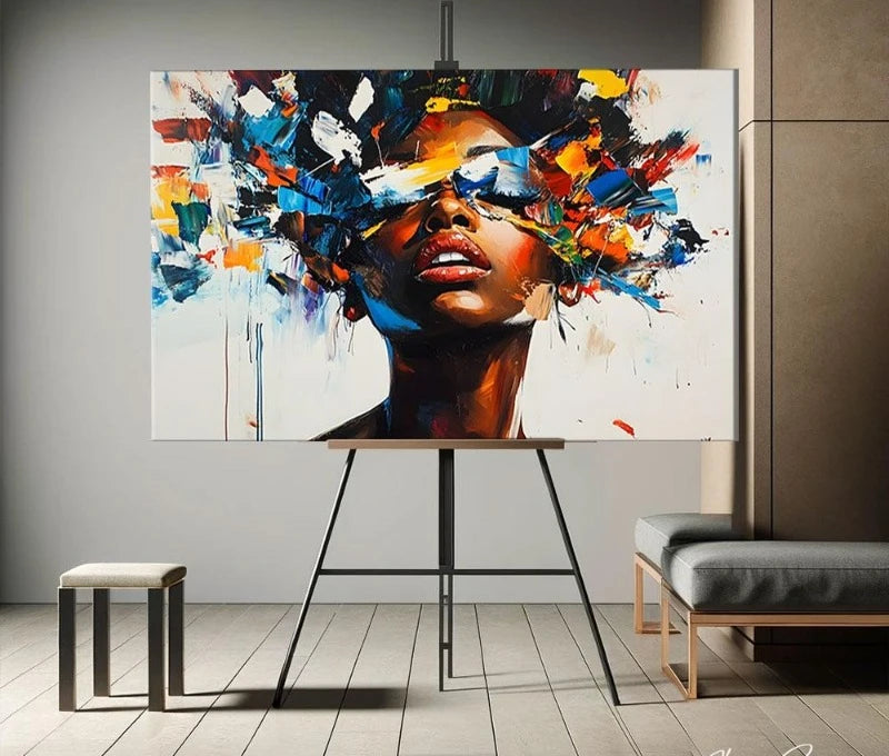 African Women Art Painting Poster Colourful Abstract African American Wall Art African Canvas Paintings Home Bedroom Decor