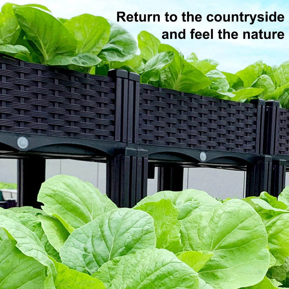 Plastic Planting Container with Legs Raised Planter with Drainage Holes Raised Bed for Patio Flower Fruit Herb Vegetable Growing