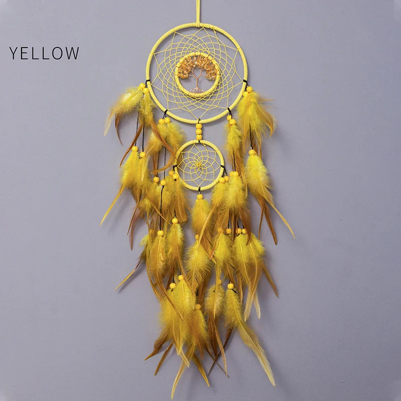 Dream Catcher Living Room Hanging Ornaments Crystal Tree of Life Hand-woven Wind Chimes Birthday Festival Gifts Home Decorations