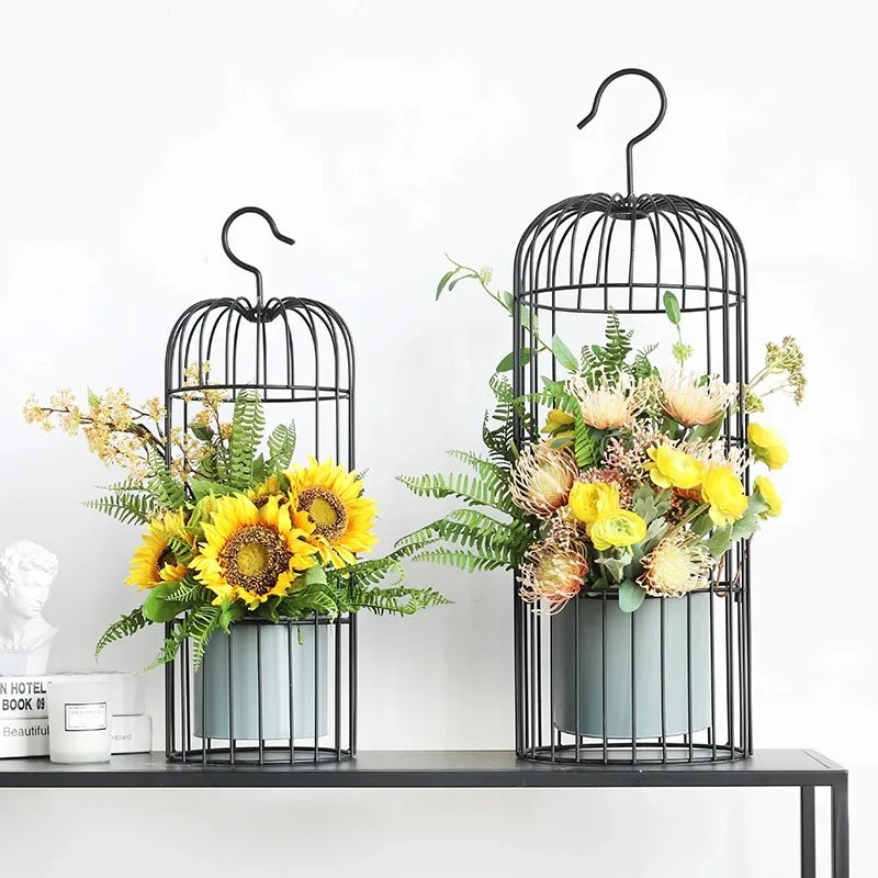 Birdcage wrought iron flower ware, garden art soft decoration home furnishing, ornament simulation flower ware, designer model r