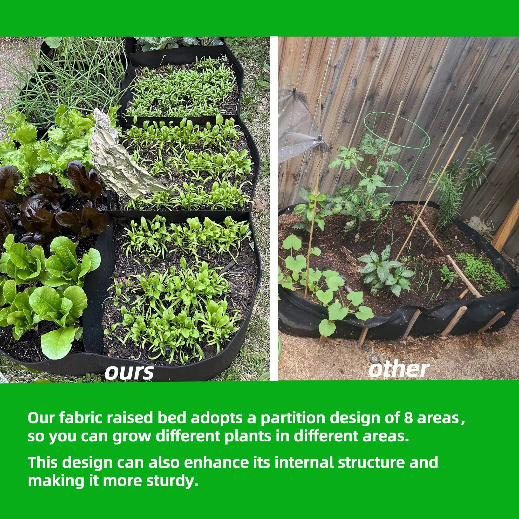 Fabric Raised Garden Bed Plant Grow Bags Planter Raised Beds for Growing Vegetables Potatoes Flowers Rectangle Planting Containe