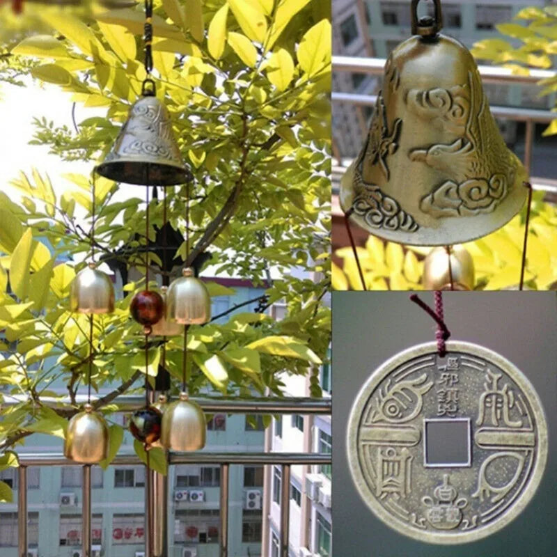 Garden Wind Chimes Dragon Bells Lucky Metal Copper Alloy Hanging Wall Mounted Bells Wall Decorations Home Furnishings