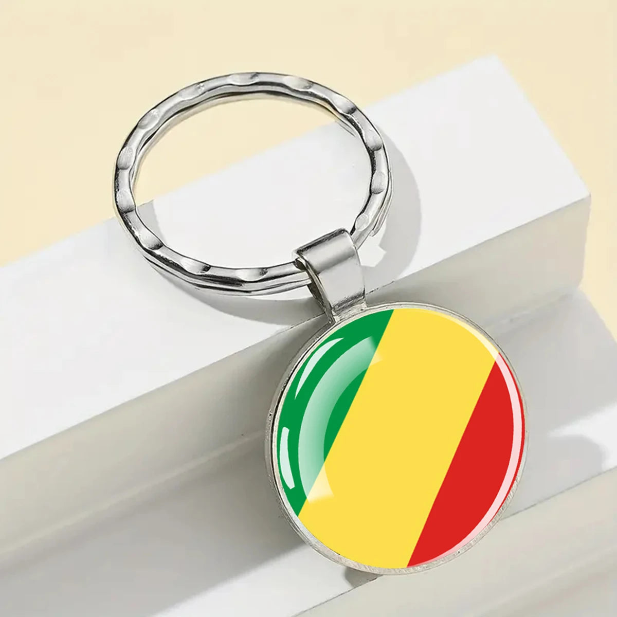 African National Flags Keychain Africa Country Algeria South African Morocco Egypt Nigeria Flag Glass Key Chain Patriot Gift