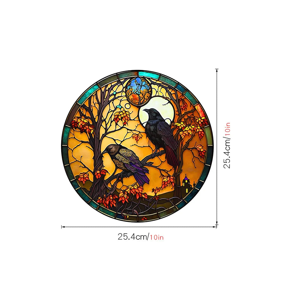 Halloween PVC Static Glass Stickers Scary Castle Cat Glass Stickers Non Adhesive Removable Party Home Decorations