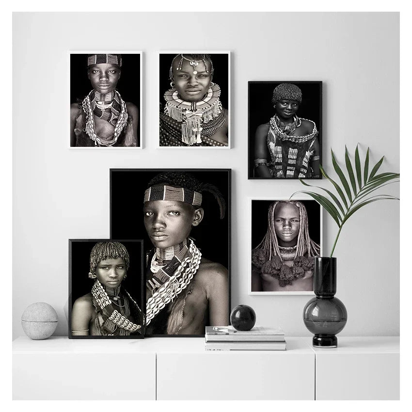 Black and White African Women Man Living Room Canvas Painting Wall Pictures Quadro Cuadros Wall Art Portrait Home Decoration