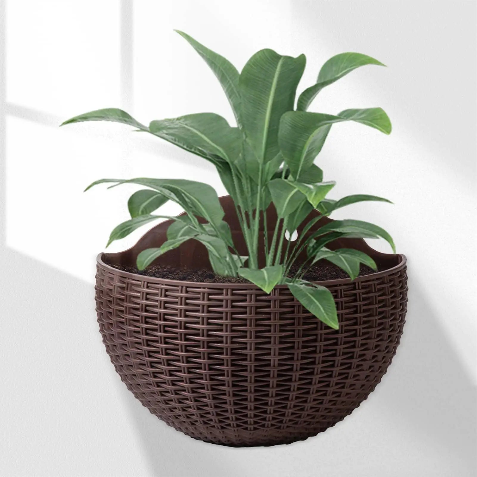 Semi-circular Flower Pot Wall-mounted No-punching Flower Basket Garden Planter Hanging Flowerpot Self watering For Home Decor
