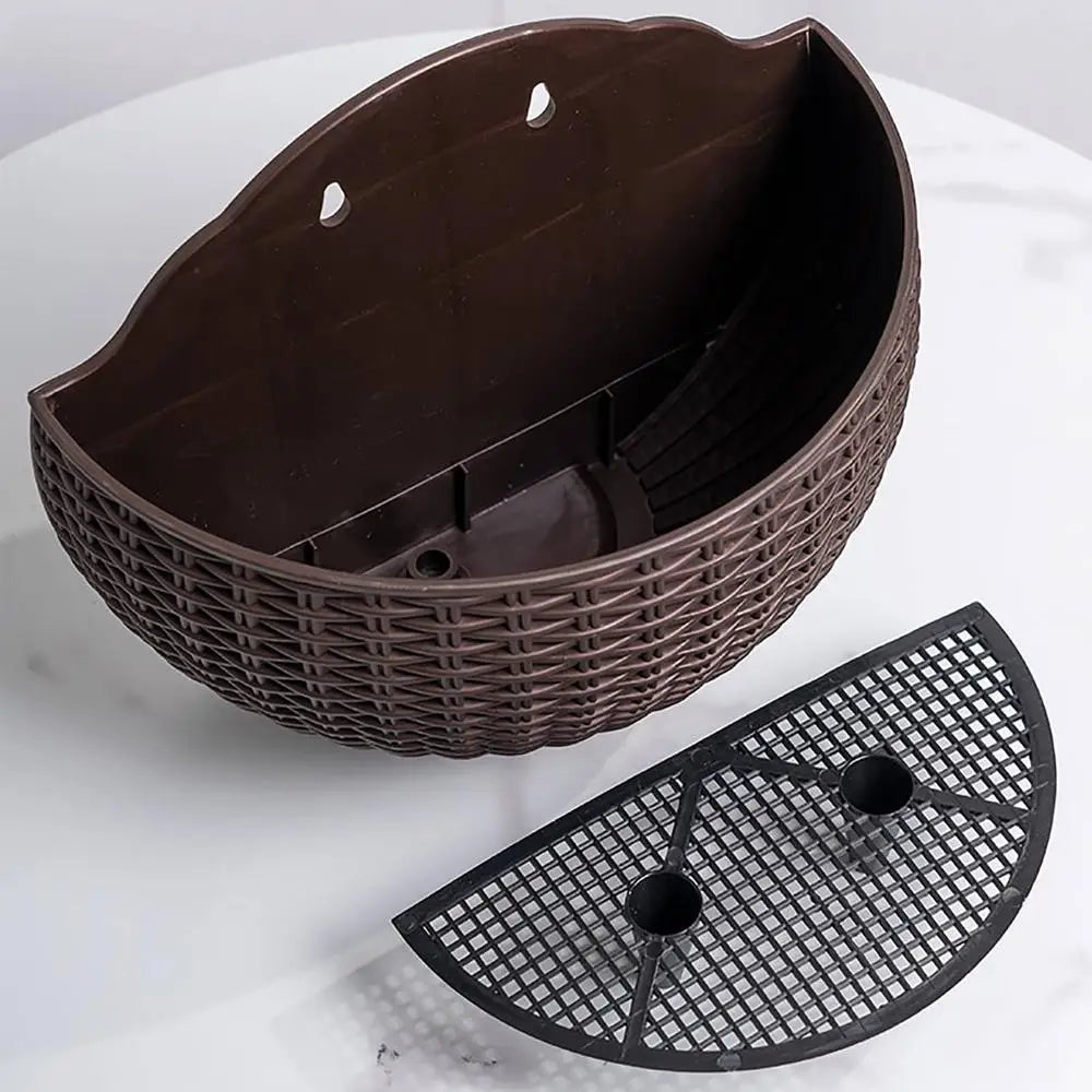 Semi-circular Flower Pot Wall-mounted No-punching Flower Basket Garden Planter Bucket Hanging Basket Flowerpot For Home Decor