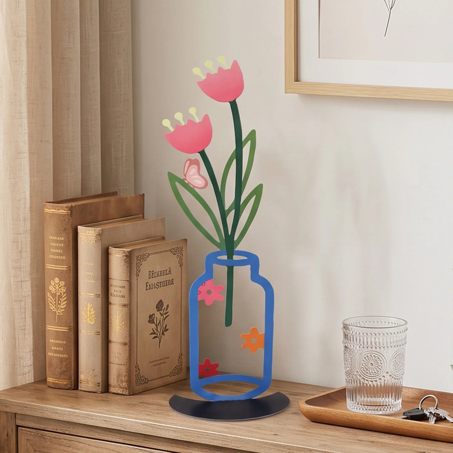 Nordic Iron Art Hollow Flower Vase Metal Line Craft Home Decor Atmosphere Ornament