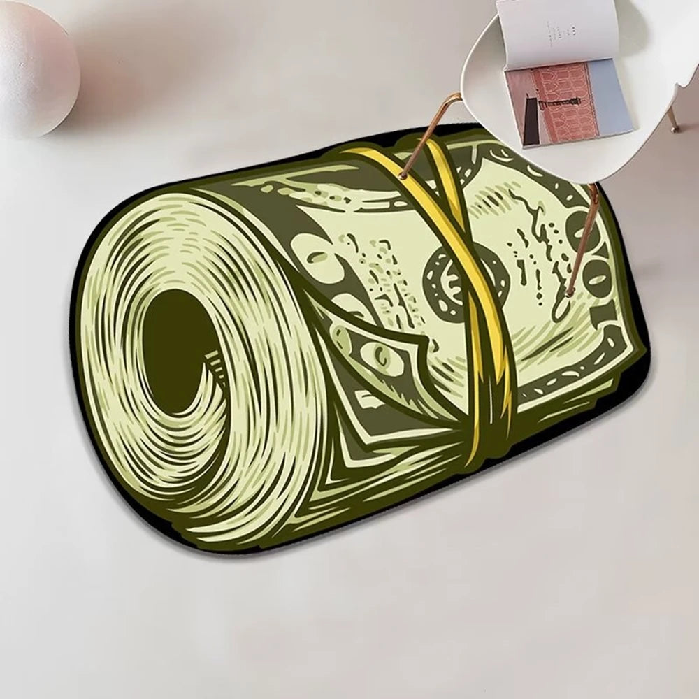 VIKAMA Trendy Printed US Dollar Note Floor Mat - Unique Design, Personalized, Anti-Slip, Home Decorative Carpet