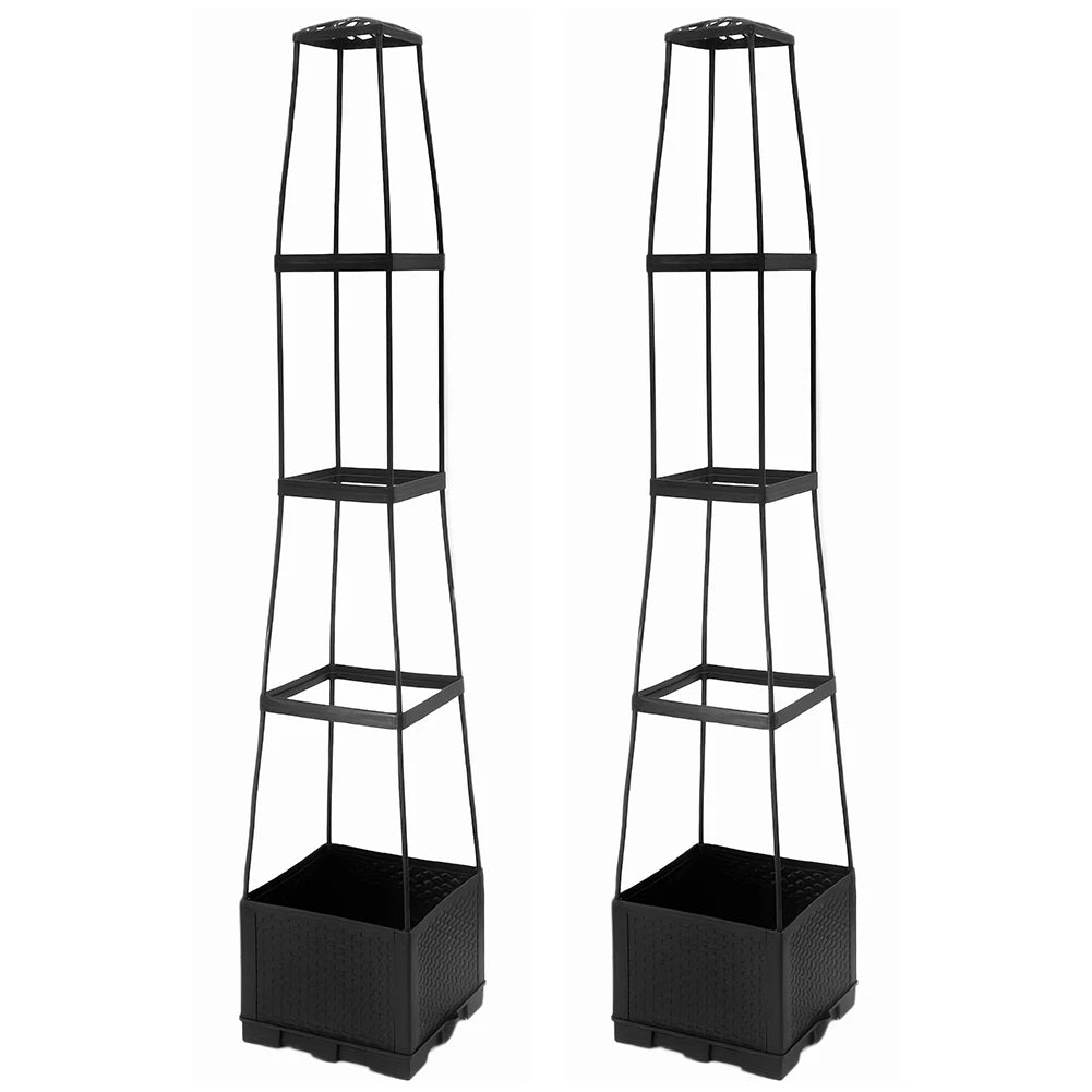 4 Tier Planter Stake Tower with Trellis Garden Planter Box Plant Pot Raised Garden Bed for Climbing Plant Vegetables Fruit Flowe