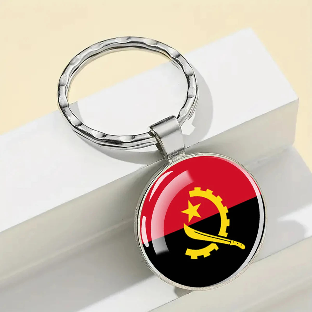 African National Flags Keychain Africa Country Algeria South African Morocco Egypt Nigeria Flag Glass Key Chain Patriot Gift
