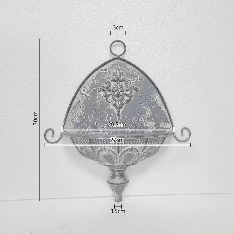 Hat Shape Wall Mounted Flower Basket Metal Ironwork Home Furnishings Garden Ornaments Printed Relief Wall Flower Pot Decorate