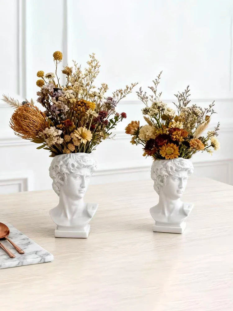 David Art Statue Flowerpot for Inserting Dried Flowers and Simulating Flowers Home Living Room Bedroom Decoration Gift